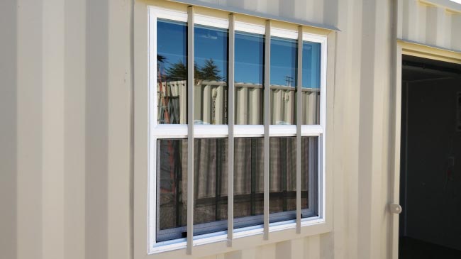 Window security bars for storage containers for sale