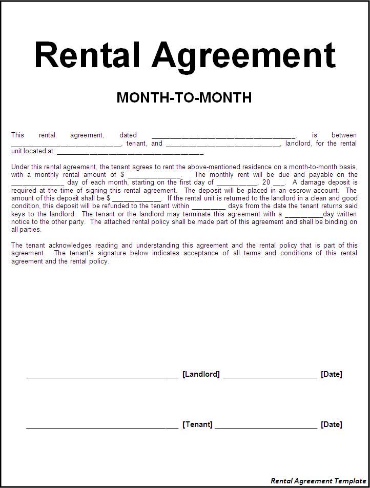 Rental agreement template