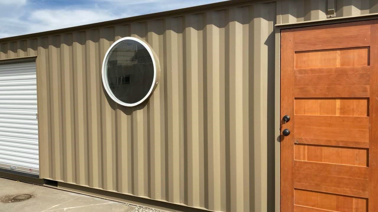 round window in shipping container