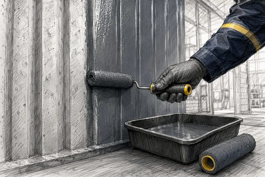 Waterborne coating applied to steel panel