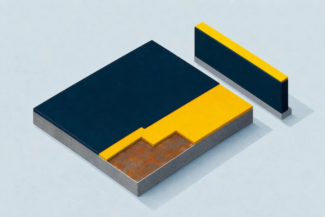 Isometric illustration of protective coating layers