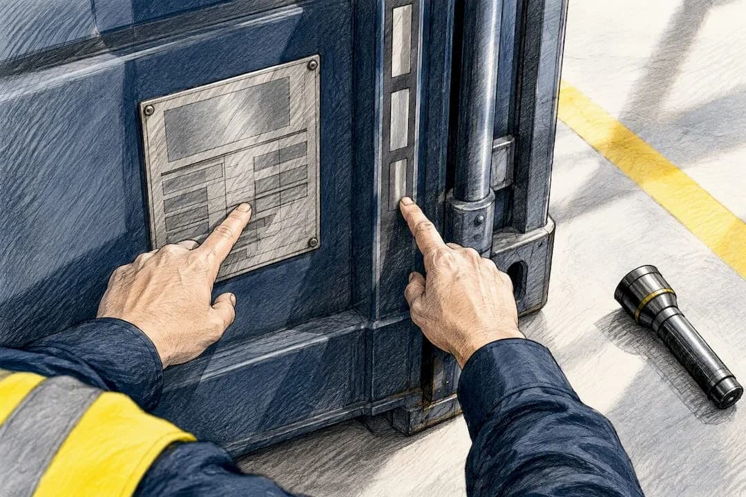 Inspector matching container plate and serial