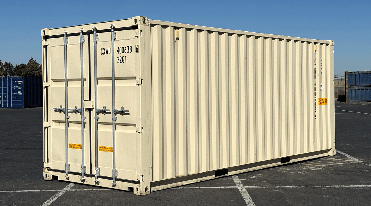 20ft storage container with cargo doors on both ends for rent