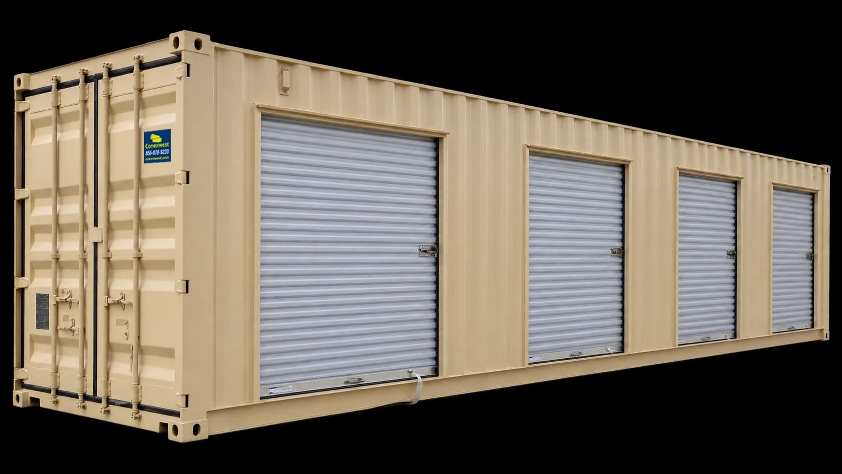 40ft New Storage Container w/ (4) 7ft Roll-Up Doors