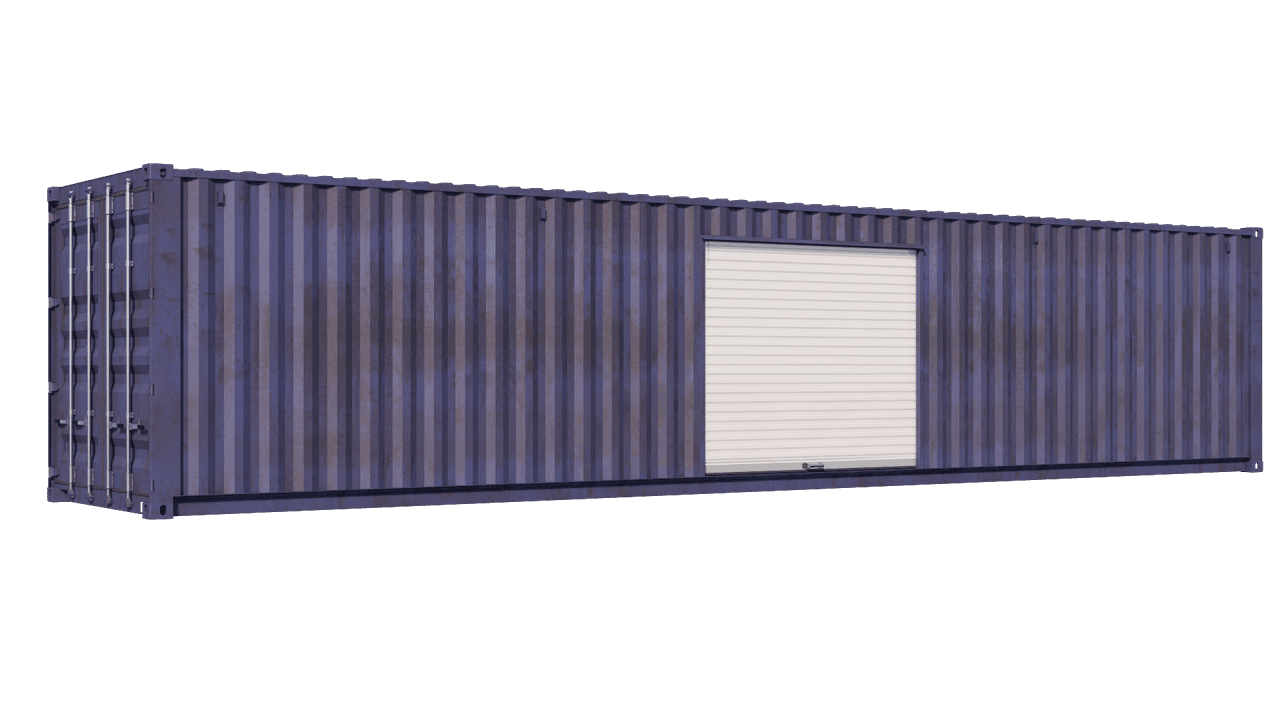 40ft Used Storage Container w/ One 8ft Roll-up Door on Right Side