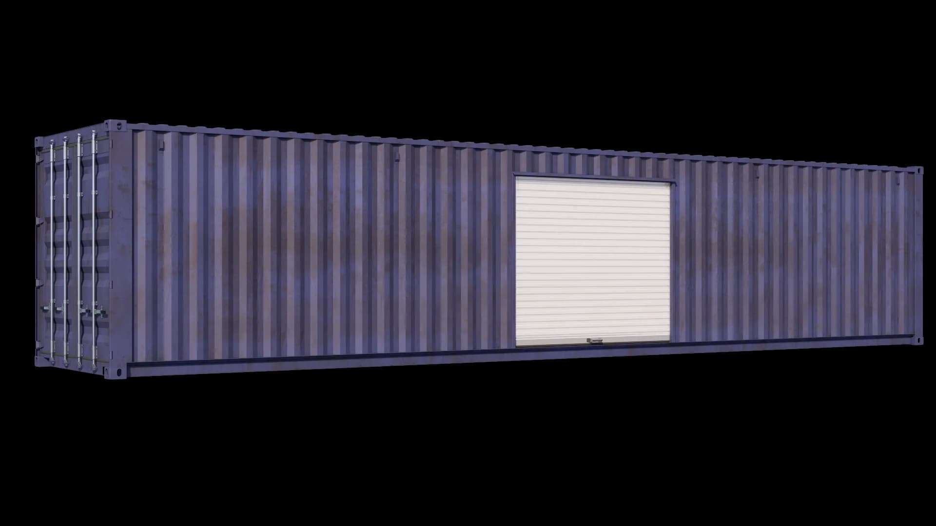 40ft Used Storage Container w/ One 8ft Roll-up Door on Right Side