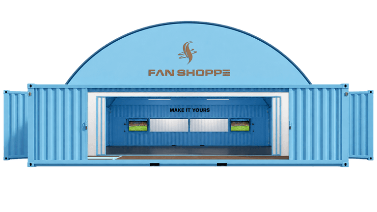 Custom shipping container retail store with large open storefront