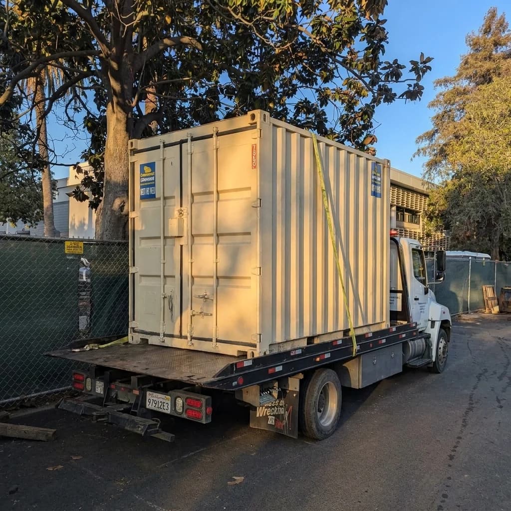 Delivery of a 10ft shipping container to a compact site