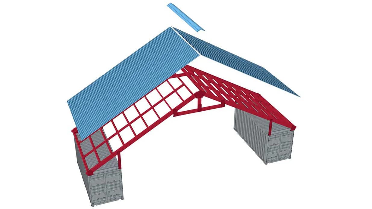 High pitched style container roof kit