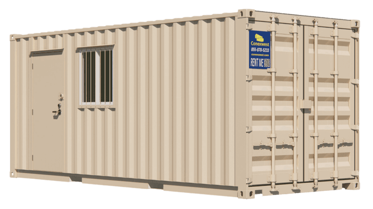 20ft On-Site Mobile Ground Level Office and Storage Combo Container for Rent