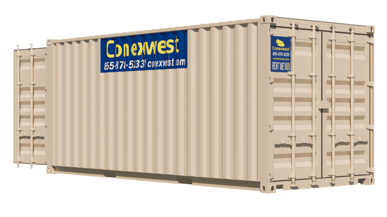 20ft storage container with cargo doors on both ends for rent
