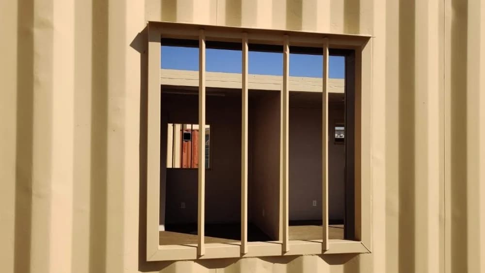 Window security bars for storage containers for sale