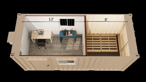 Our 20ft ground-level office and storage combo container