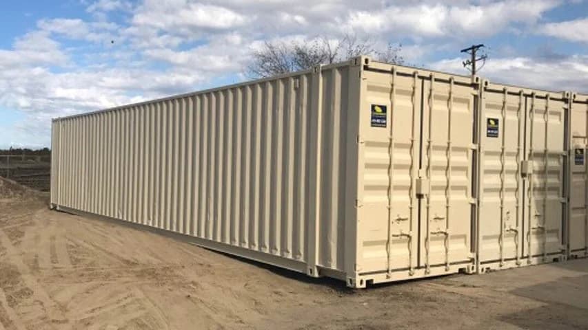 Three Conexwest 45-foot containers placed beside each other.