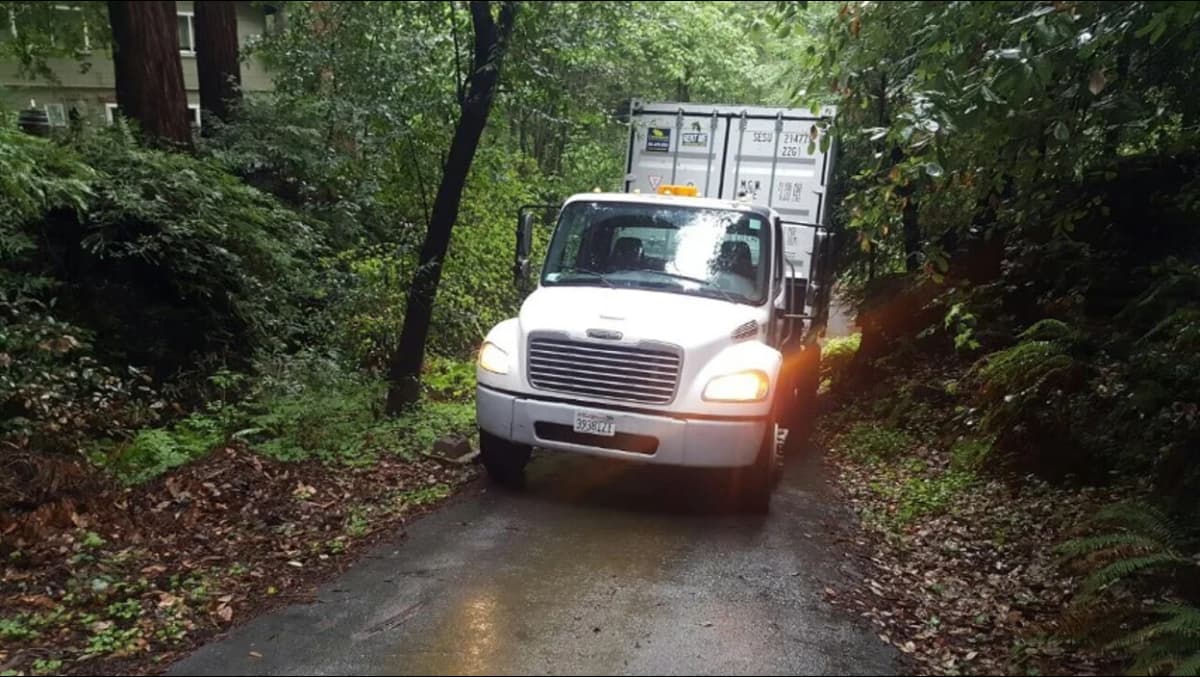 A container being delivered