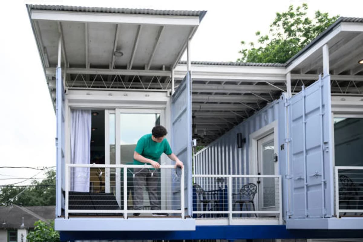 A H-shape design container house.
