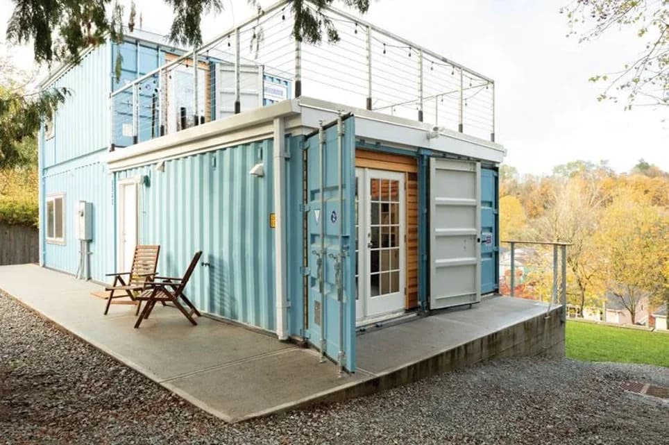A shipping container fortress.