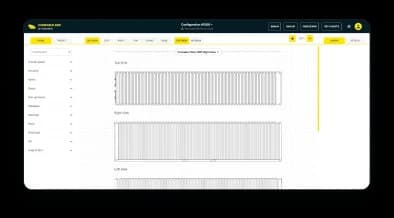 ConexBuilder interface showing container layout views