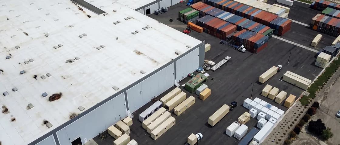 Aerial view of the Conexwest container factory and yard