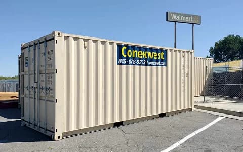 Conexwest container placed near a Walmart store