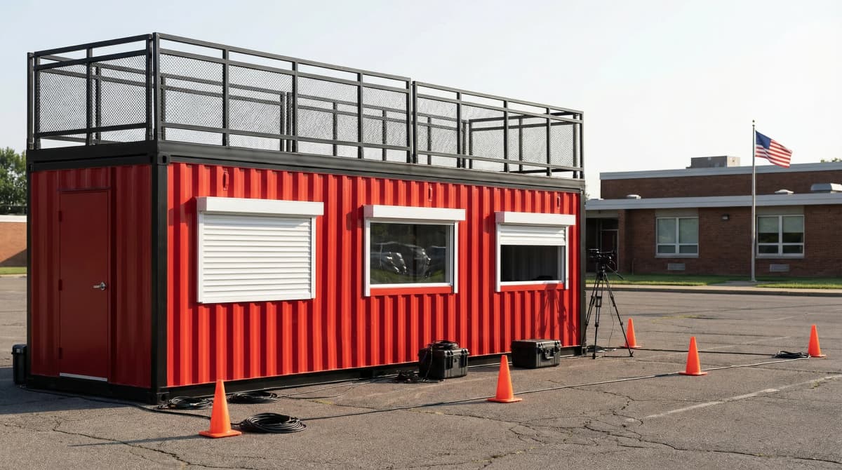 Custom broadcast container for high school sports