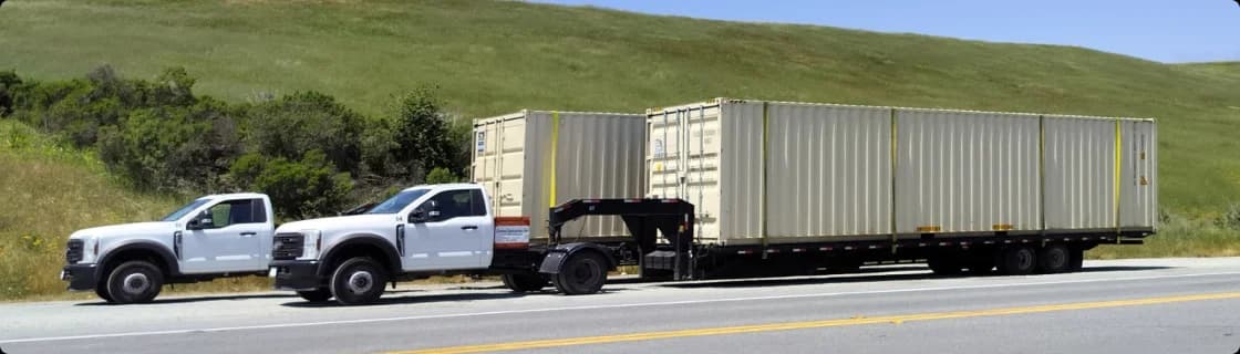 Conexwest container delivery truck on the road