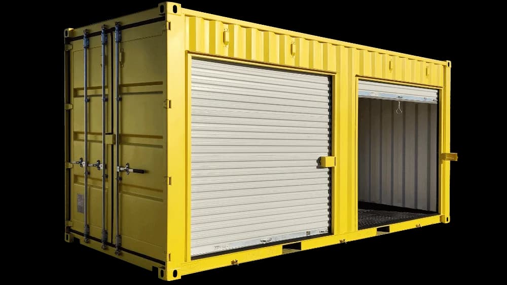 Fire suppression system in a hazmat storage container