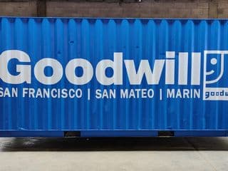 Goodwill shipping container blue sign logo San Francisco San Mateo Marin