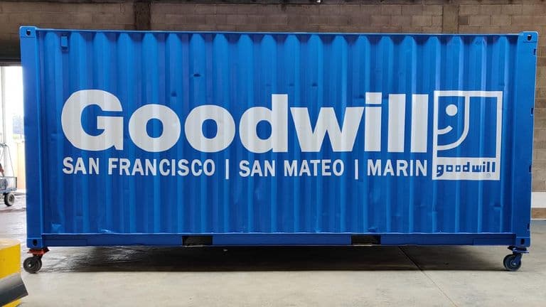 Vinyl logo on shipping containers for sale