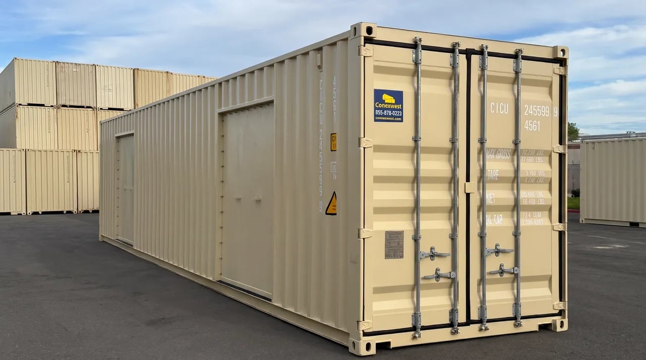 40ft beige container placed at the yard