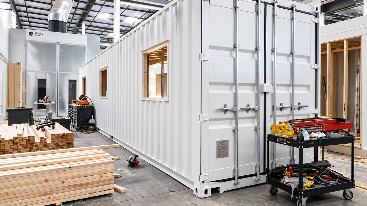 40ft white modified shipping container