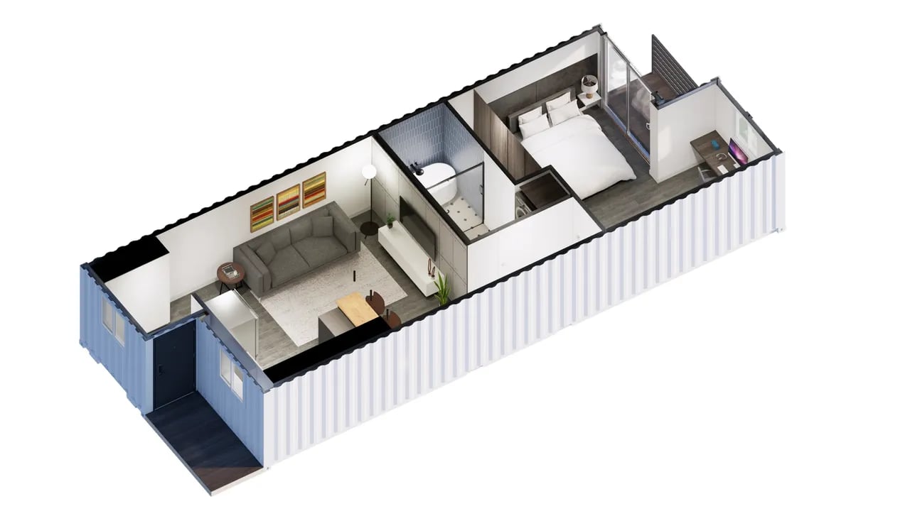 Container apartment render