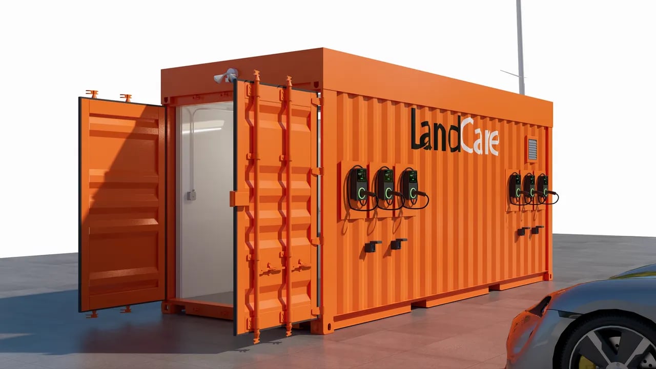 Container charging station render