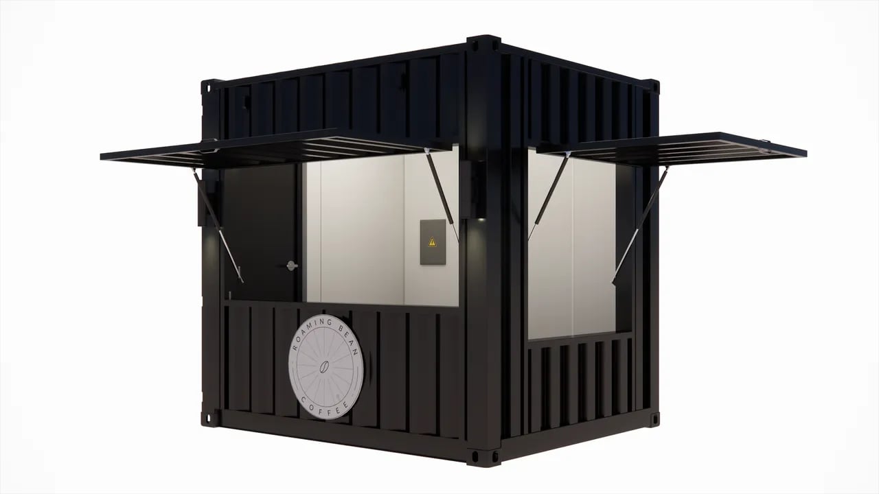Container coffee shop render