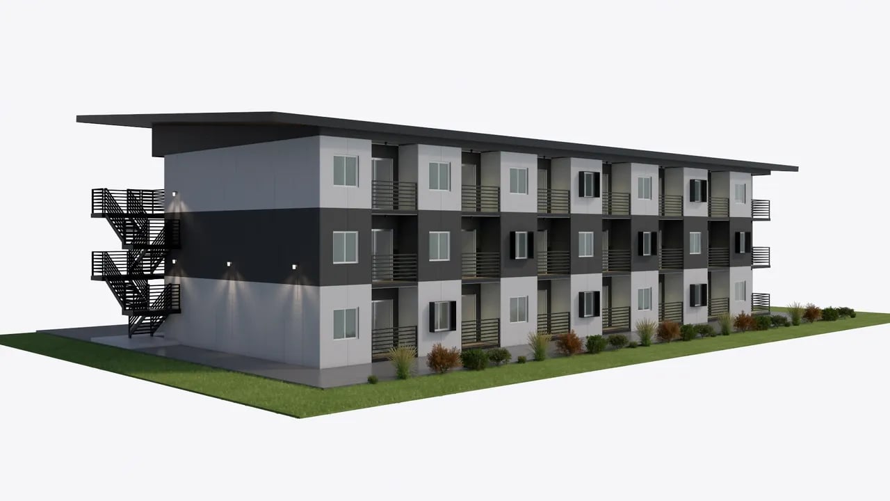 Container house apartments render side view