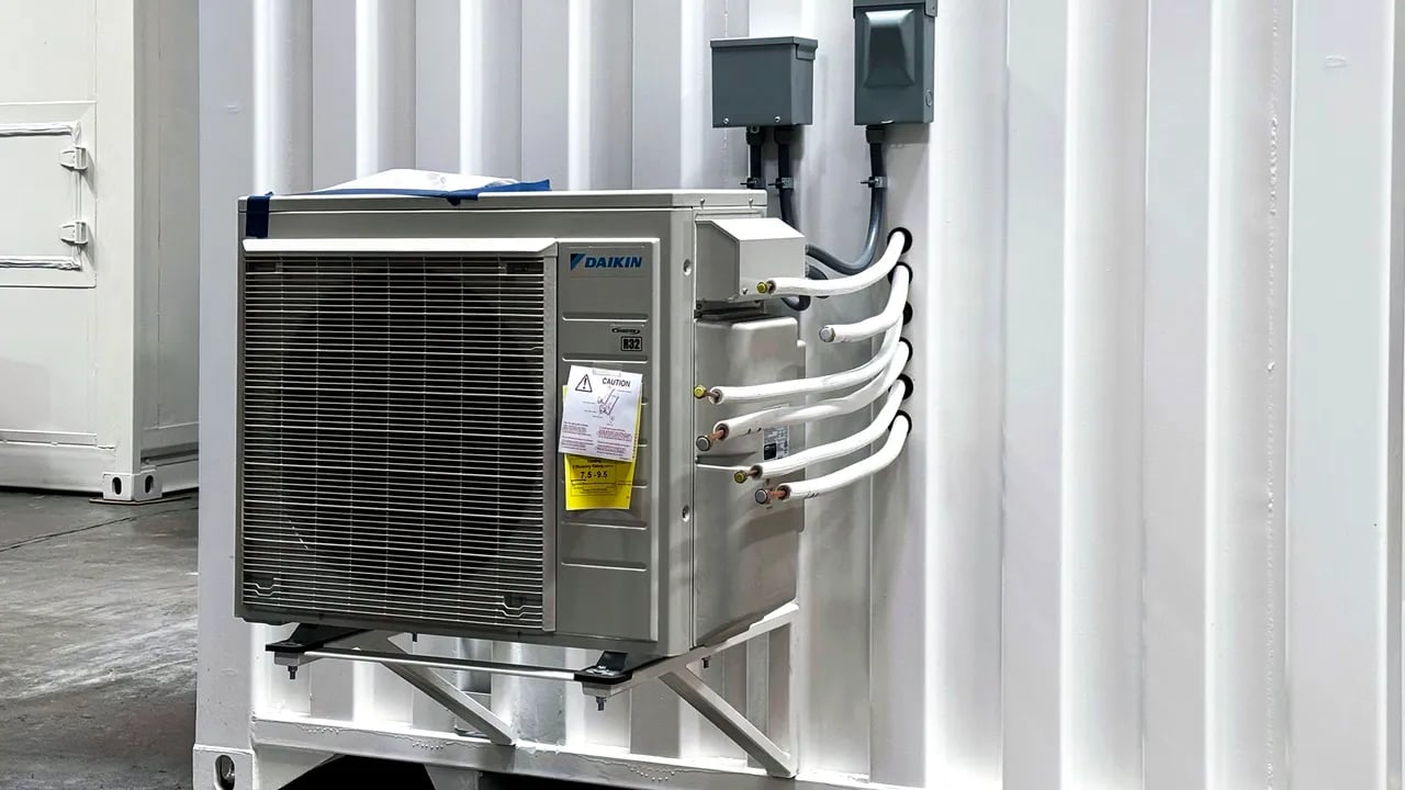 HVAC on the white container