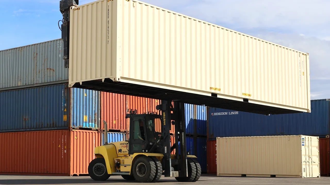 Lift on the yard with container