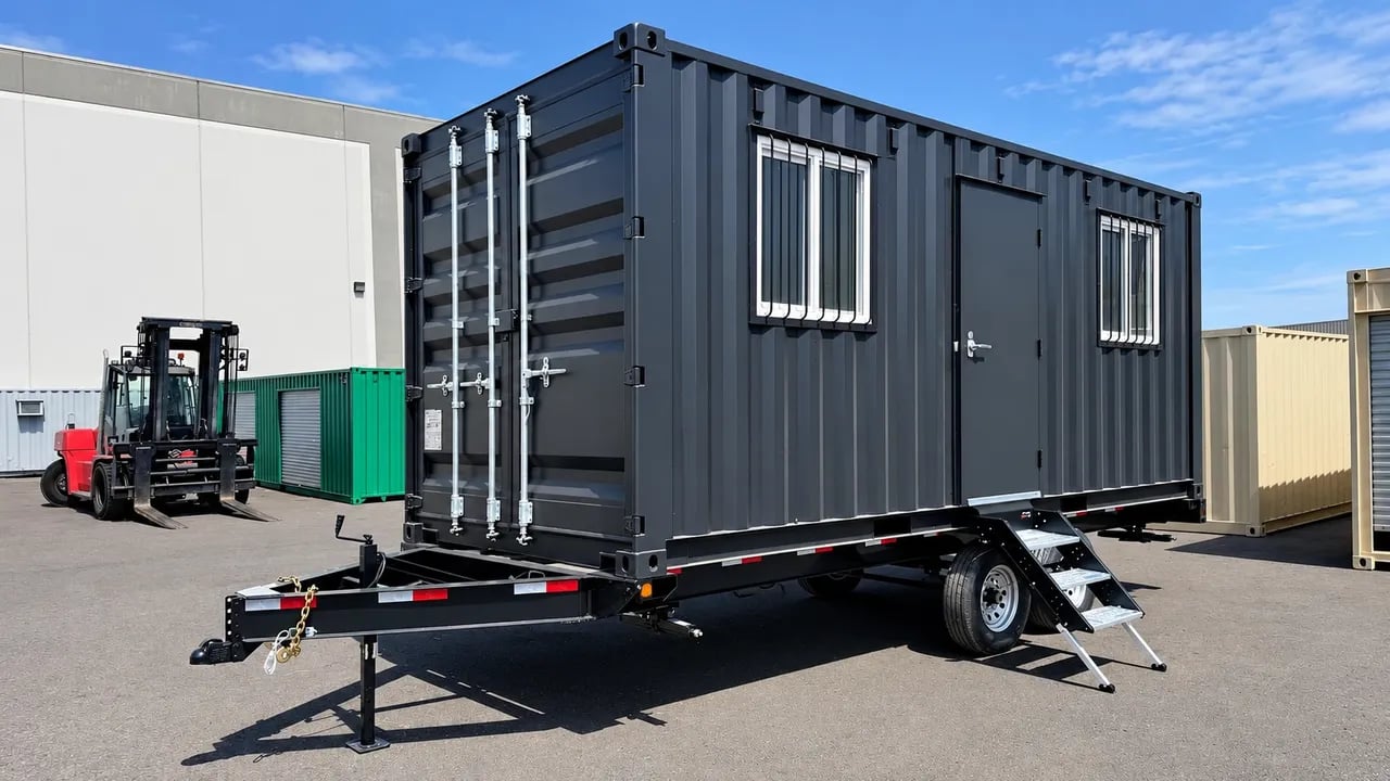 Office container on a trailer