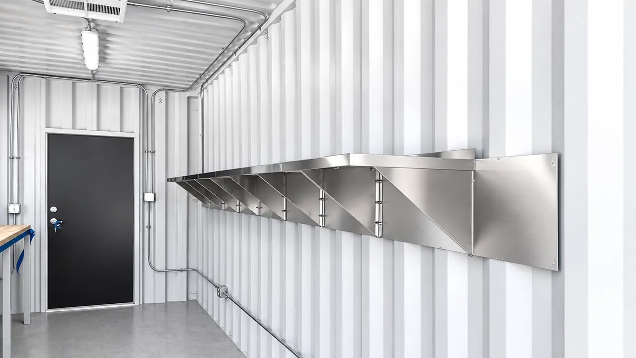 shelves in the container interior