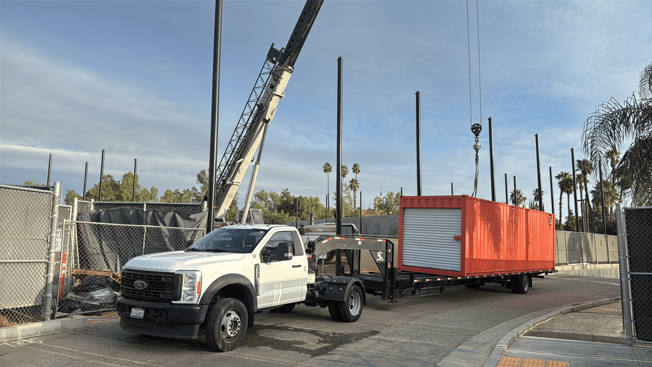 Shipping container crane delivery
