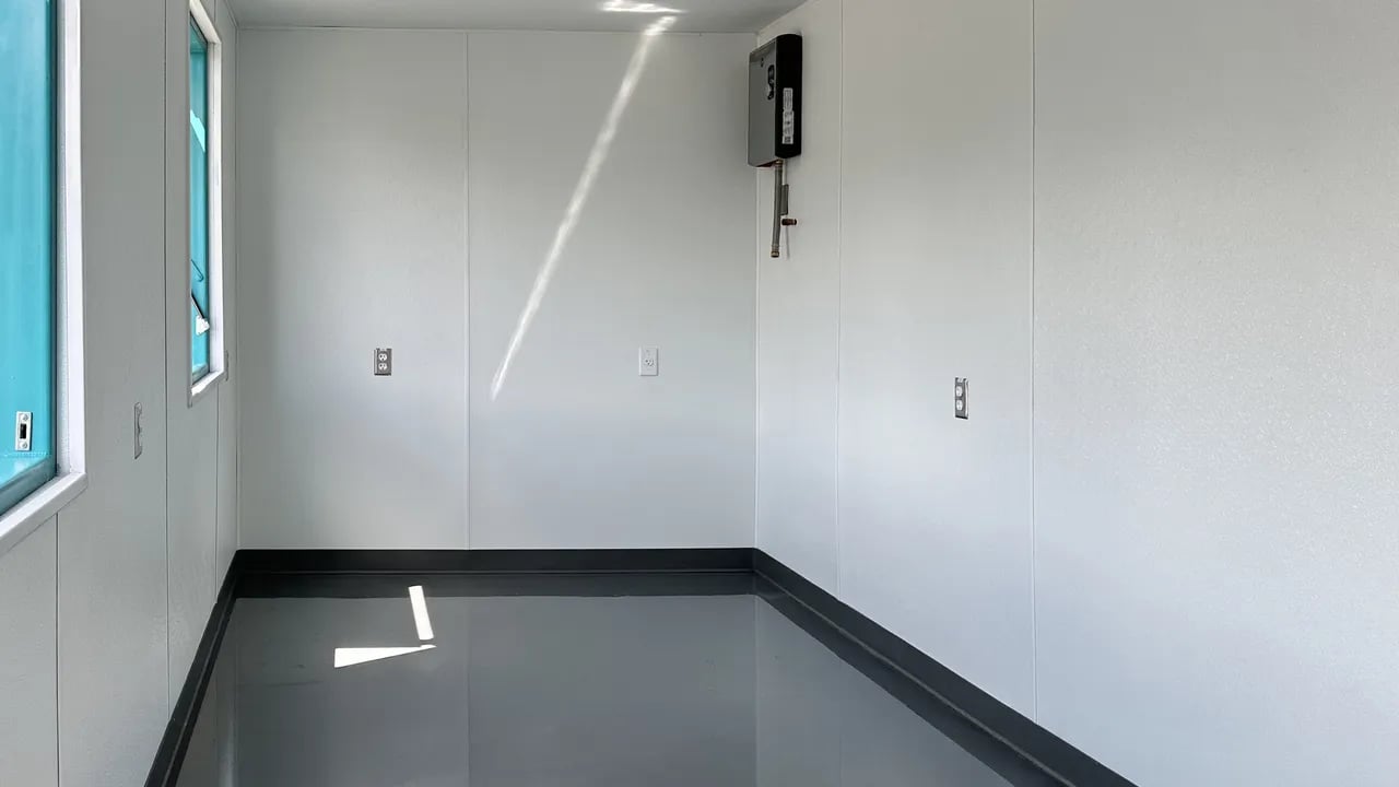 Shipping container information center interior