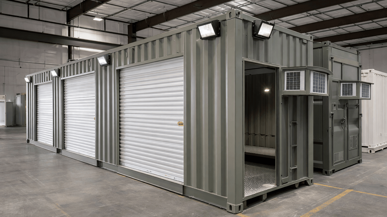 shipping container with modifications