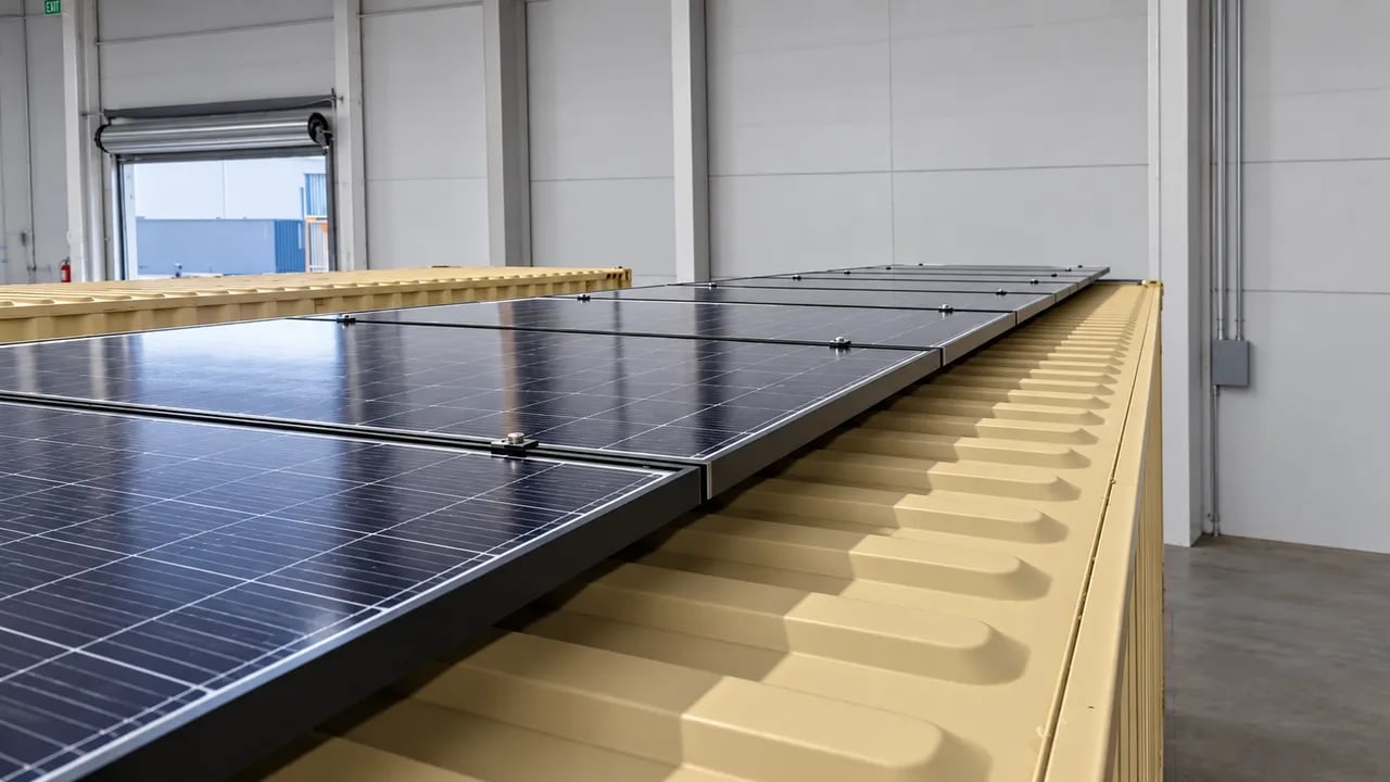Solar panel on the 40ft shipping container