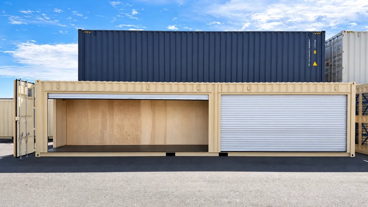 Two 40ft shipping containers placed at the yard