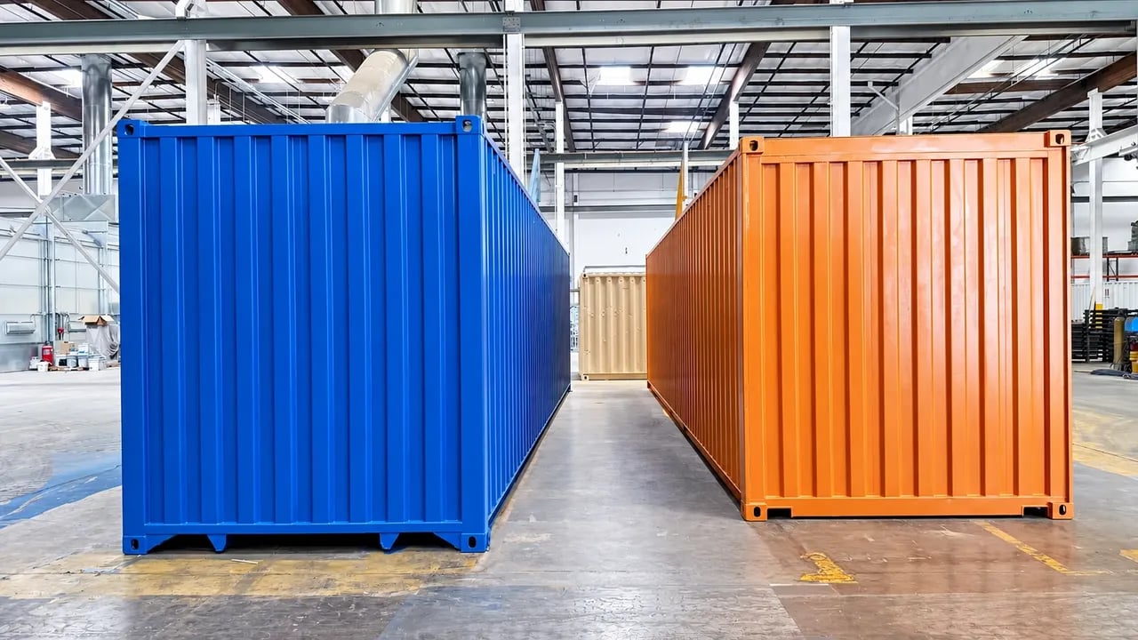 Two painted containers