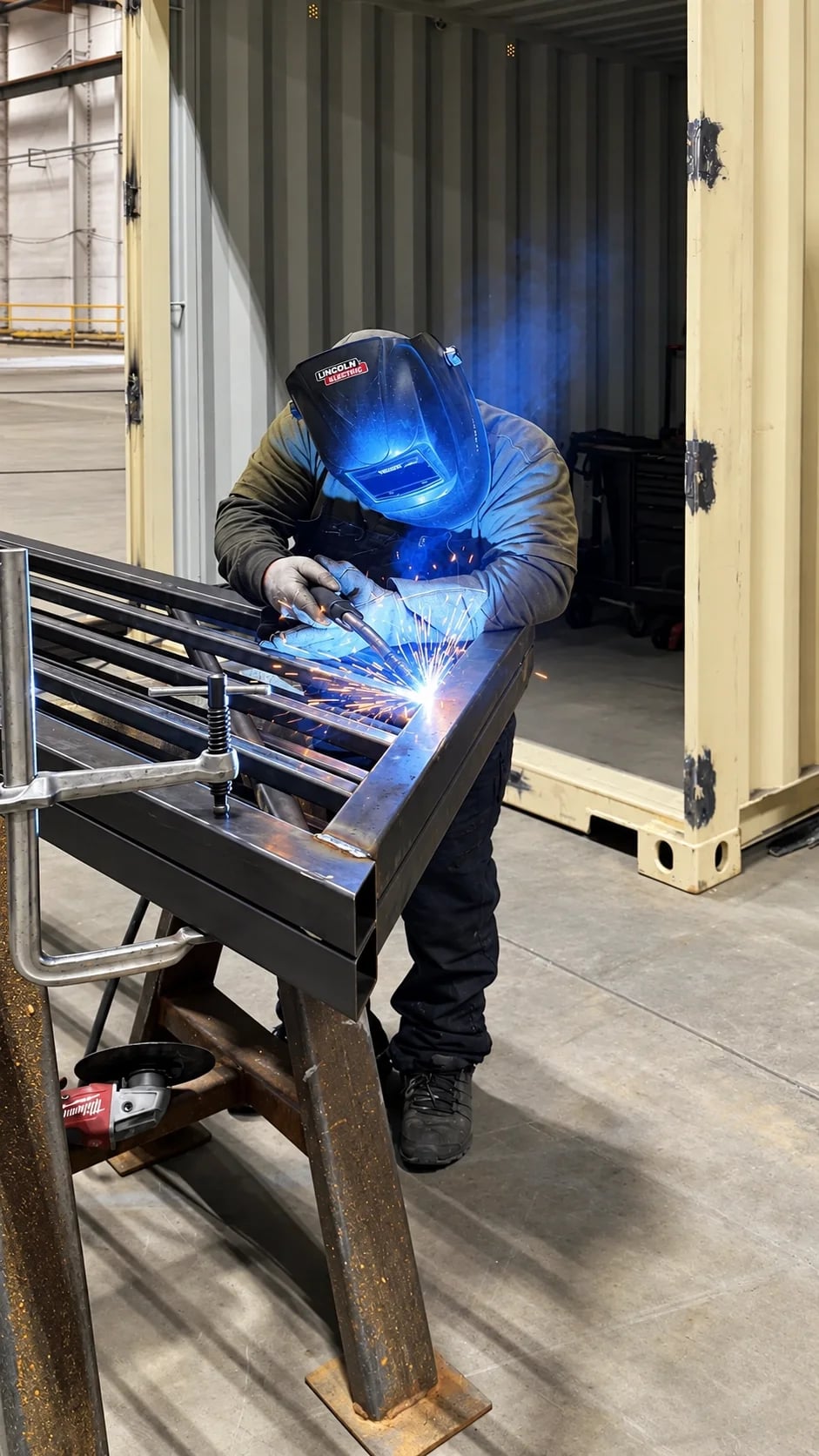 welding of container components at the factory