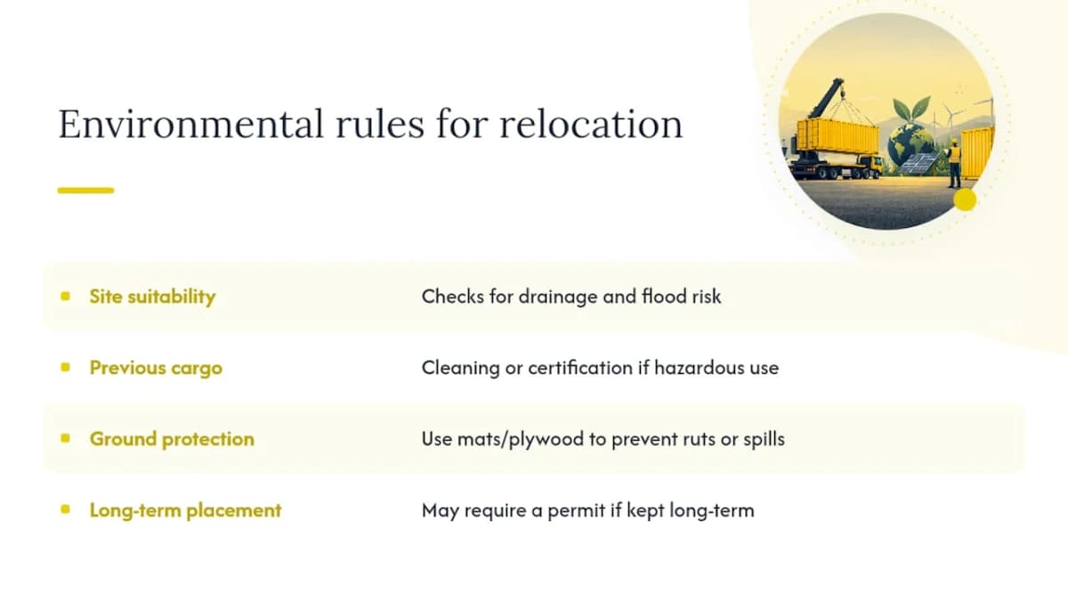 What Environmental Rules Apply to Container Relocation? — overview diagram