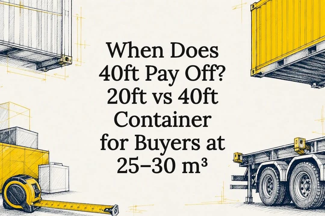 Container size comparison title card illustration
