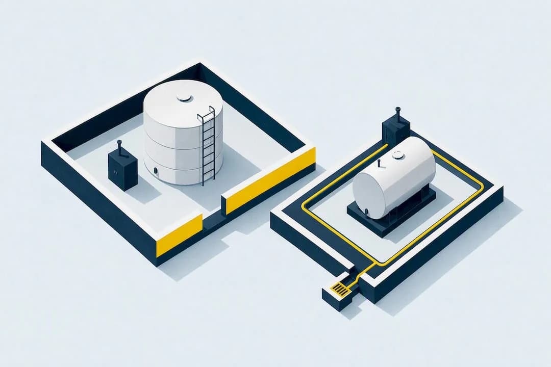 Isometric secondary containment compliance illustration