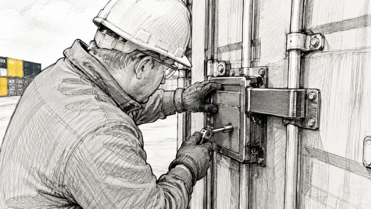Technician securing a concealed container lock box